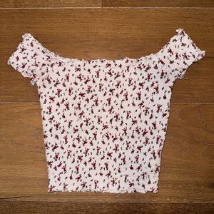 Garage Off the Shoulder Rose Floral Top